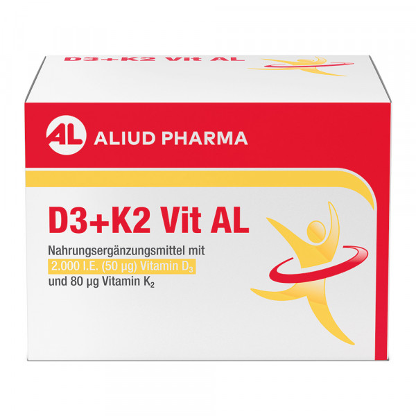 Abbildung für D3 + K2  Vit AL 2000 I.E. / 80 µg Kapseln: ein starkes Duo für die Knochen