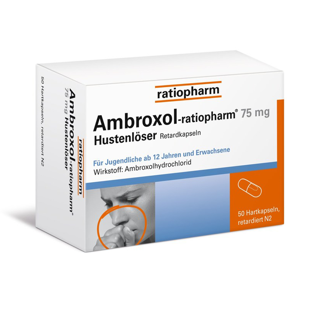 AMBROXOL-ratiopharm 75 mg Hustenlöser Retardkaps. Abbildung für AMBROXOL-ratiopharm 75 mg Hustenlöser Retardkaps.