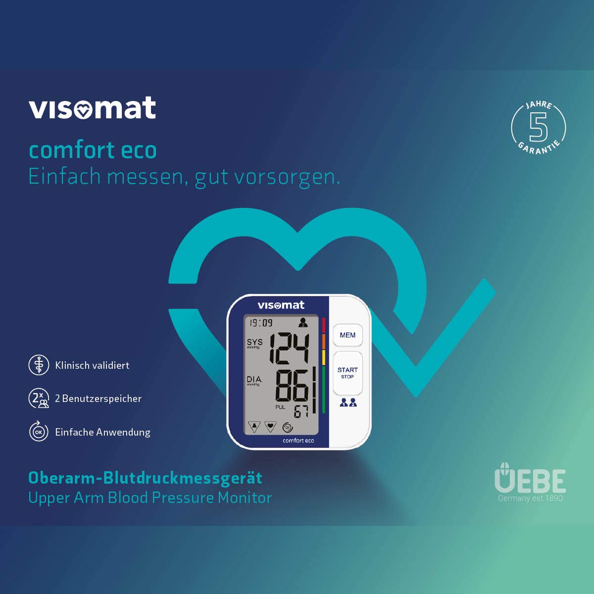 VISOMAT comfort eco Oberarm Blutdruckmessgerät Abbildung für VISOMAT comfort eco Oberarm Blutdruckmessgerät