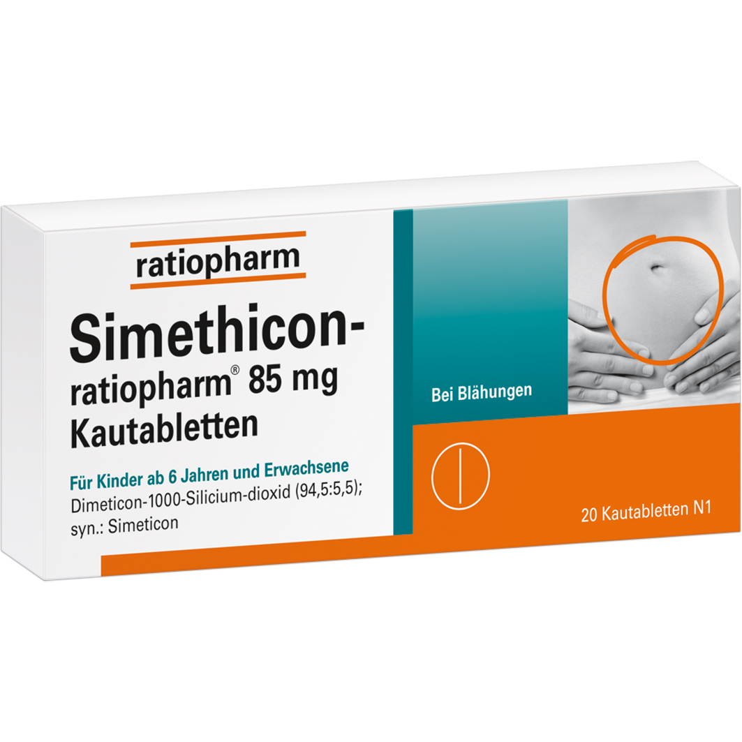 SIMETHICON-ratiopharm 85 mg Kautabletten Abbildung für SIMETHICON-ratiopharm 85 mg Kautabletten