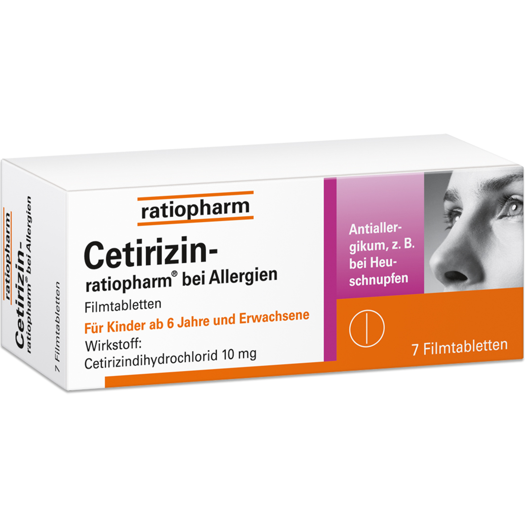 CETIRIZIN-ratiopharm bei Allergien 10 mg Filmtabl. Abbildung für CETIRIZIN-ratiopharm bei Allergien 10 mg Filmtabl.