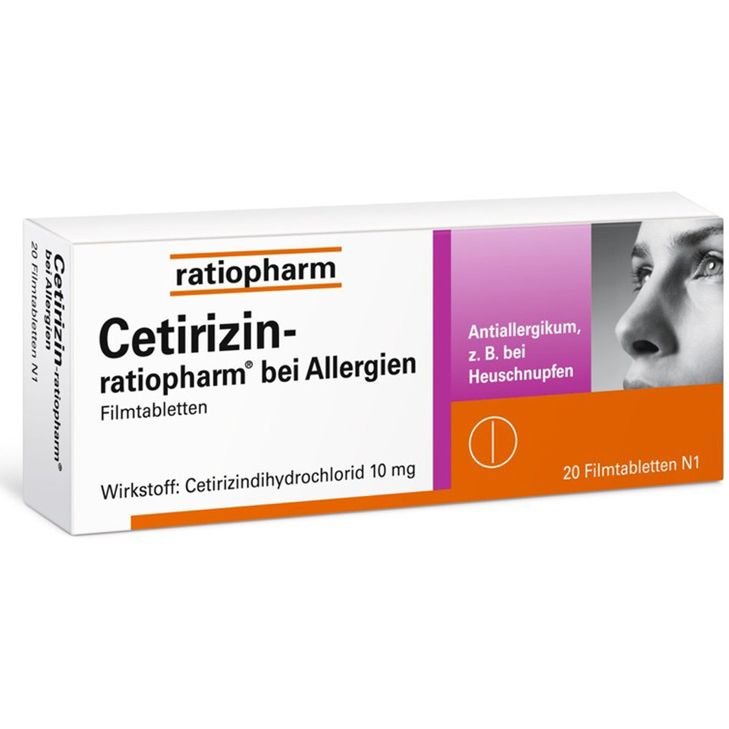 CETIRIZIN-ratiopharm bei Allergien 10 mg Filmtabl. Abbildung für CETIRIZIN-ratiopharm bei Allergien 10 mg Filmtabl.