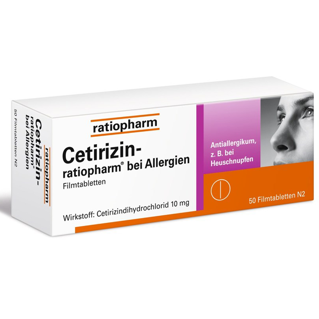 CETIRIZIN-ratiopharm bei Allergien 10 mg Filmtabl. Abbildung für CETIRIZIN-ratiopharm bei Allergien 10 mg Filmtabl.
