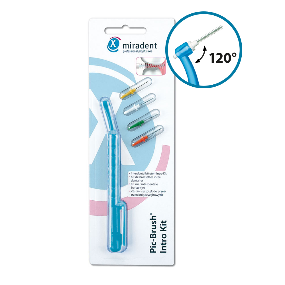 MIRADENT Interd.Pic-Brush Intro Kit 1H+4B.tra.blau Abbildung für MIRADENT Interd.Pic-Brush Intro Kit 1H+4B.tra.blau