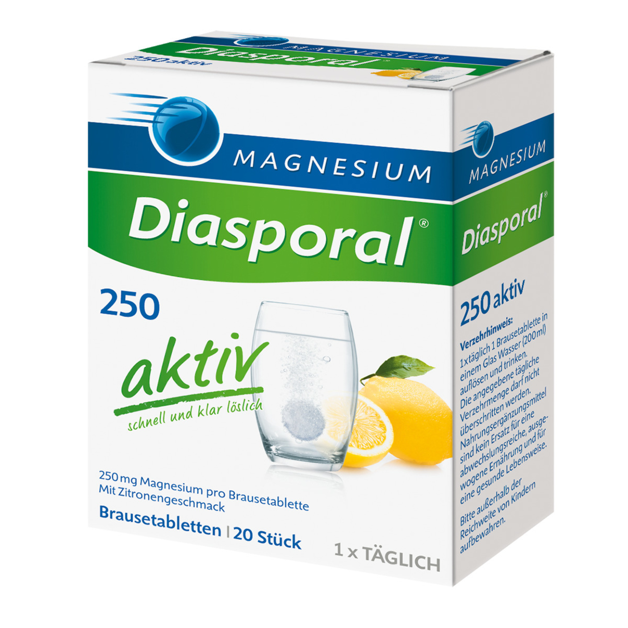 MAGNESIUM DIASPORAL 250 aktiv Brausetabletten Abbildung für MAGNESIUM DIASPORAL 250 aktiv Brausetabletten