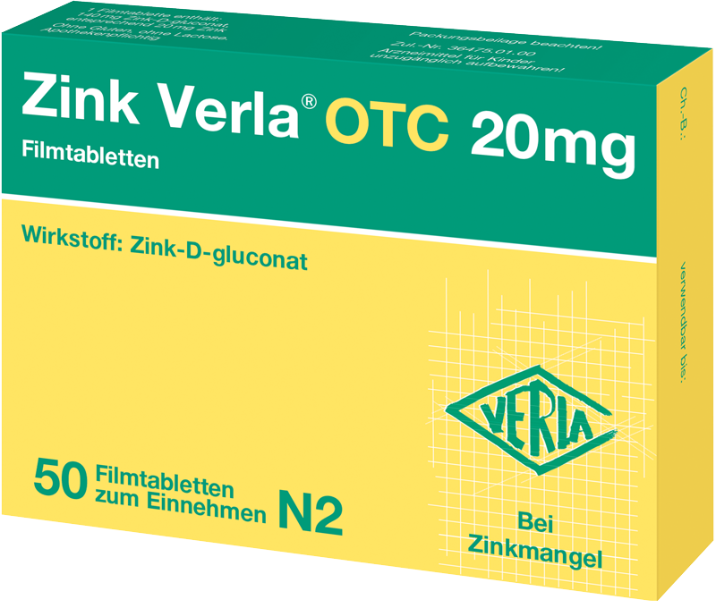 Zink Verla® OTC 20 mg Abbildung für Zink Verla® OTC 20 mg