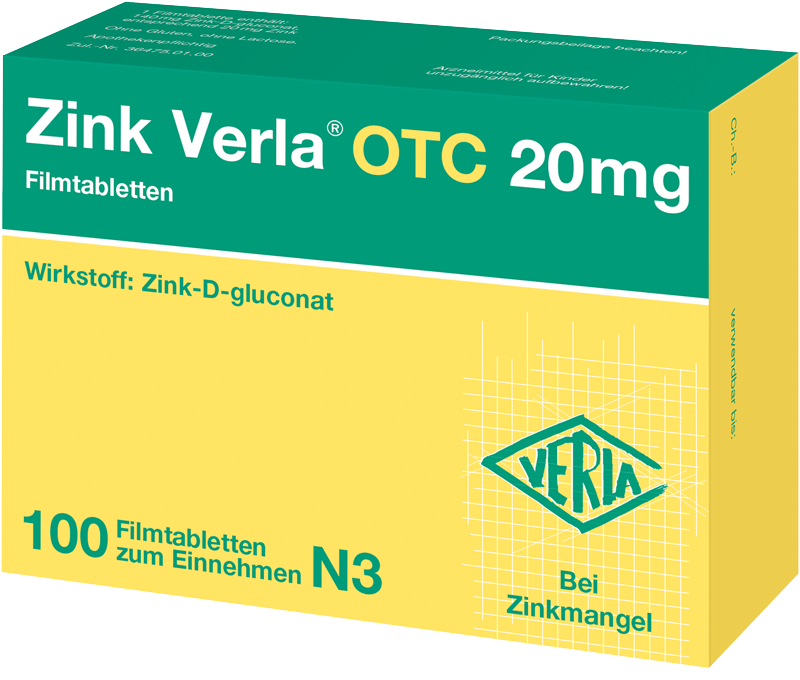Zink Verla® OTC 20 mg Abbildung für Zink Verla® OTC 20 mg