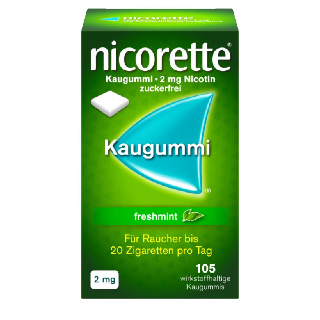 NICORETTE 2 mg freshmint Kaugummi Abbildung für NICORETTE 2 mg freshmint Kaugummi