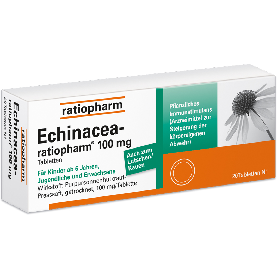 ECHINACEA-RATIOPHARM 100 mg Tabletten Abbildung für ECHINACEA-RATIOPHARM 100 mg Tabletten