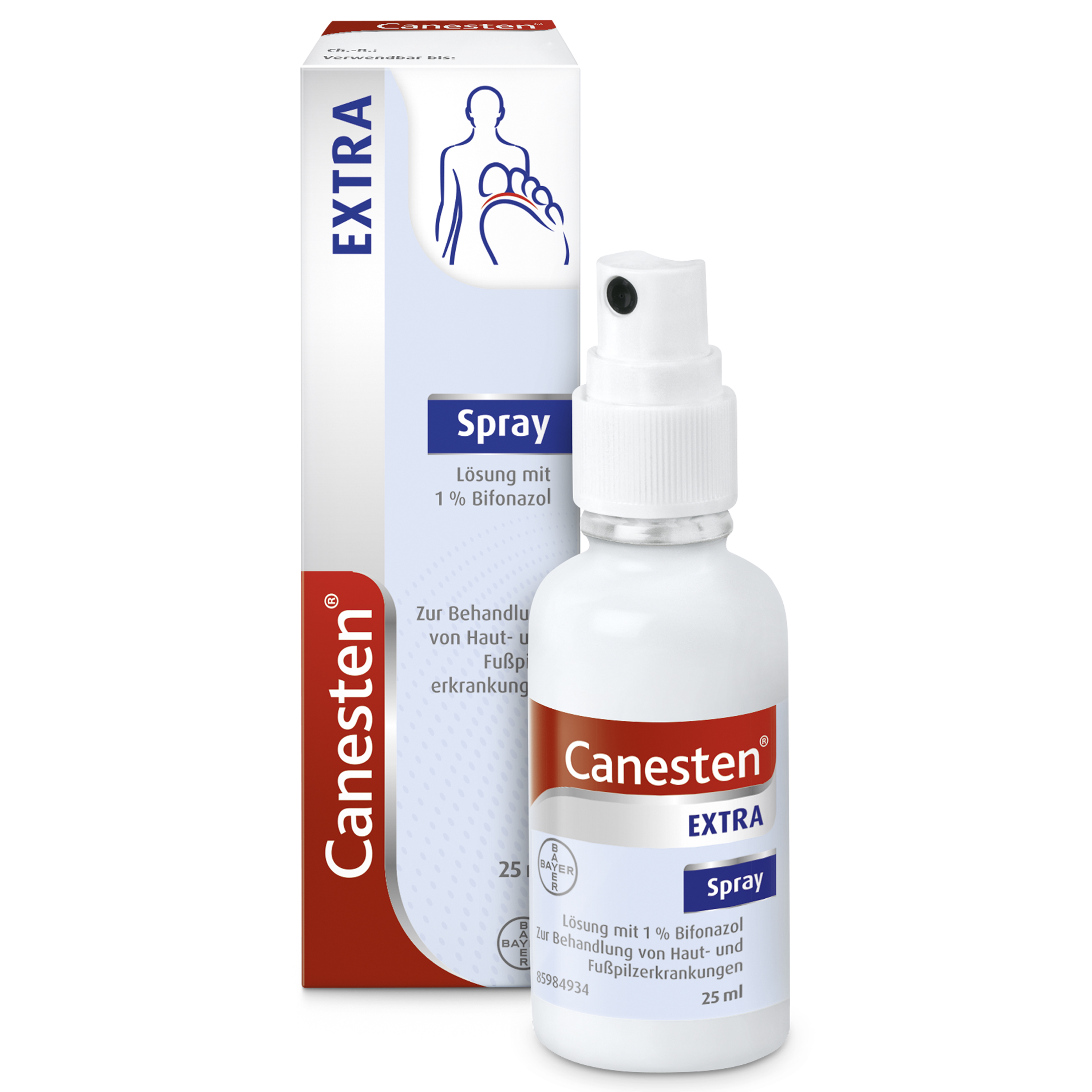 CANESTEN Extra Spray zur Behandlung von Hautpilz und Fußpilzerkrankungen Abbildung für CANESTEN Extra Spray zur Behandlung von Hautpilz und Fußpilzerkrankungen