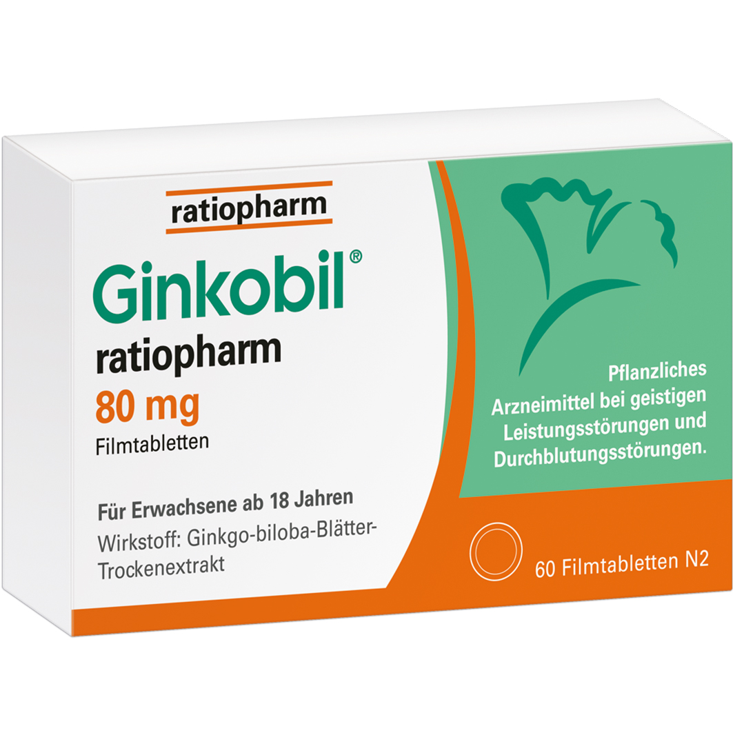 GINKOBIL-ratiopharm 80 mg Filmtabletten Abbildung für GINKOBIL-ratiopharm 80 mg Filmtabletten