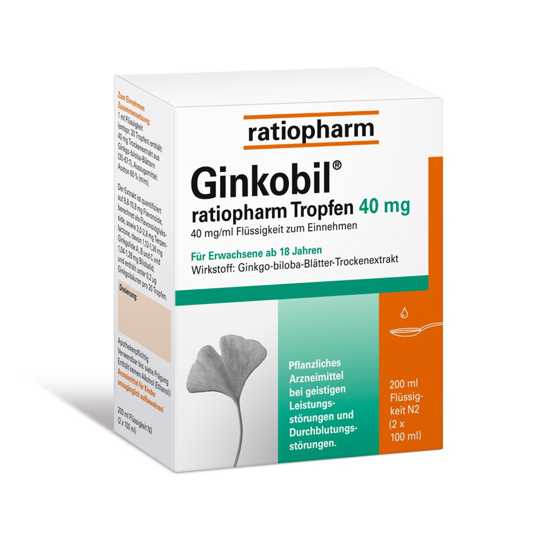 GINKOBIL-ratiopharm Tropfen 40 mg Abbildung für GINKOBIL-ratiopharm Tropfen 40 mg