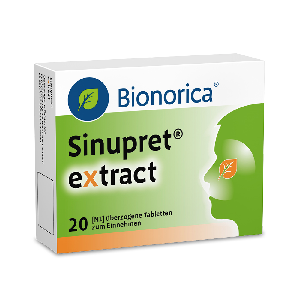 SINUPRET extract überzogene Tabletten bei akuten, unkomplizierten Entzündungen der Nasennebenhöhlen Abbildung für SINUPRET extract überzogene Tabletten bei akuten, unkomplizierten Entzündungen der Nasennebenhöhlen