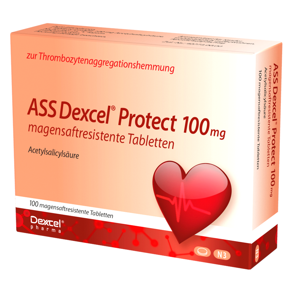ASS Dexcel Protect 100 mg magensaftresistenteTabletten Abbildung für ASS Dexcel Protect 100 mg magensaftresistenteTabletten