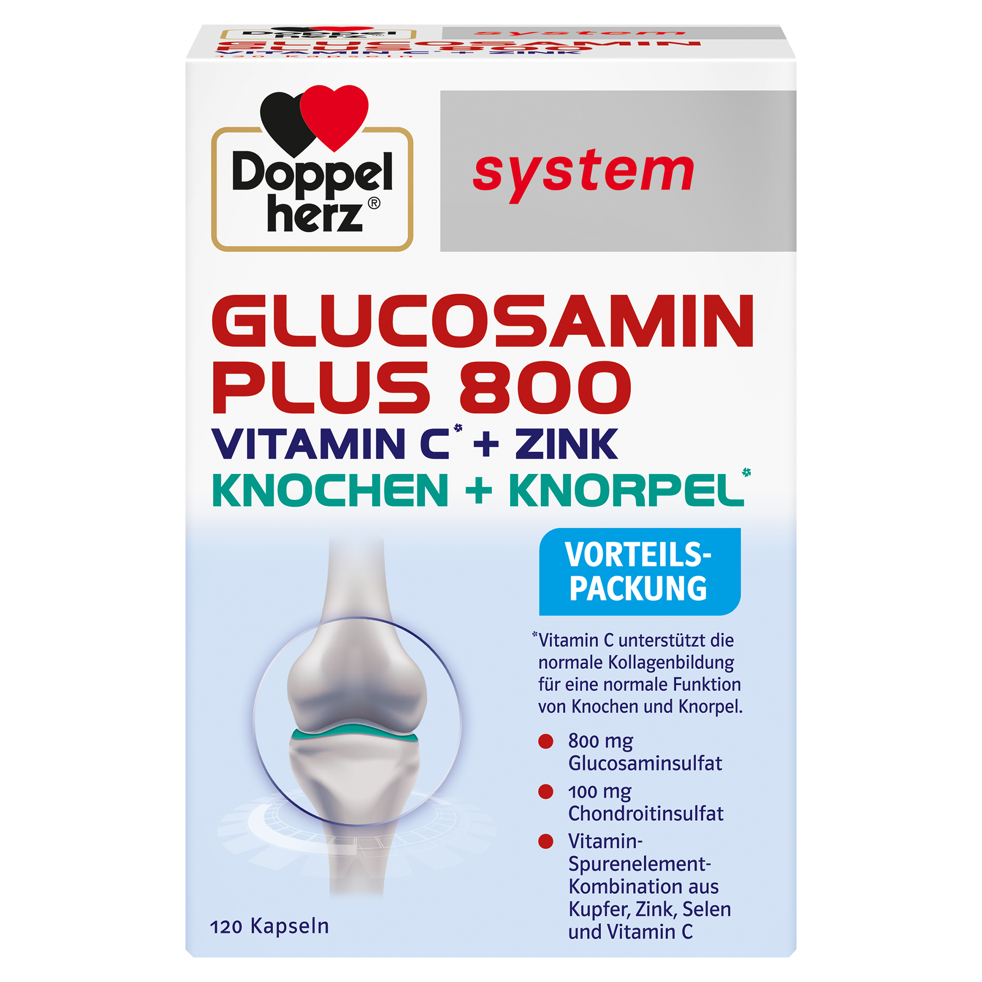 DOPPELHERZ Glucosamin Plus 800 system Kapseln Abbildung für DOPPELHERZ Glucosamin Plus 800 system Kapseln