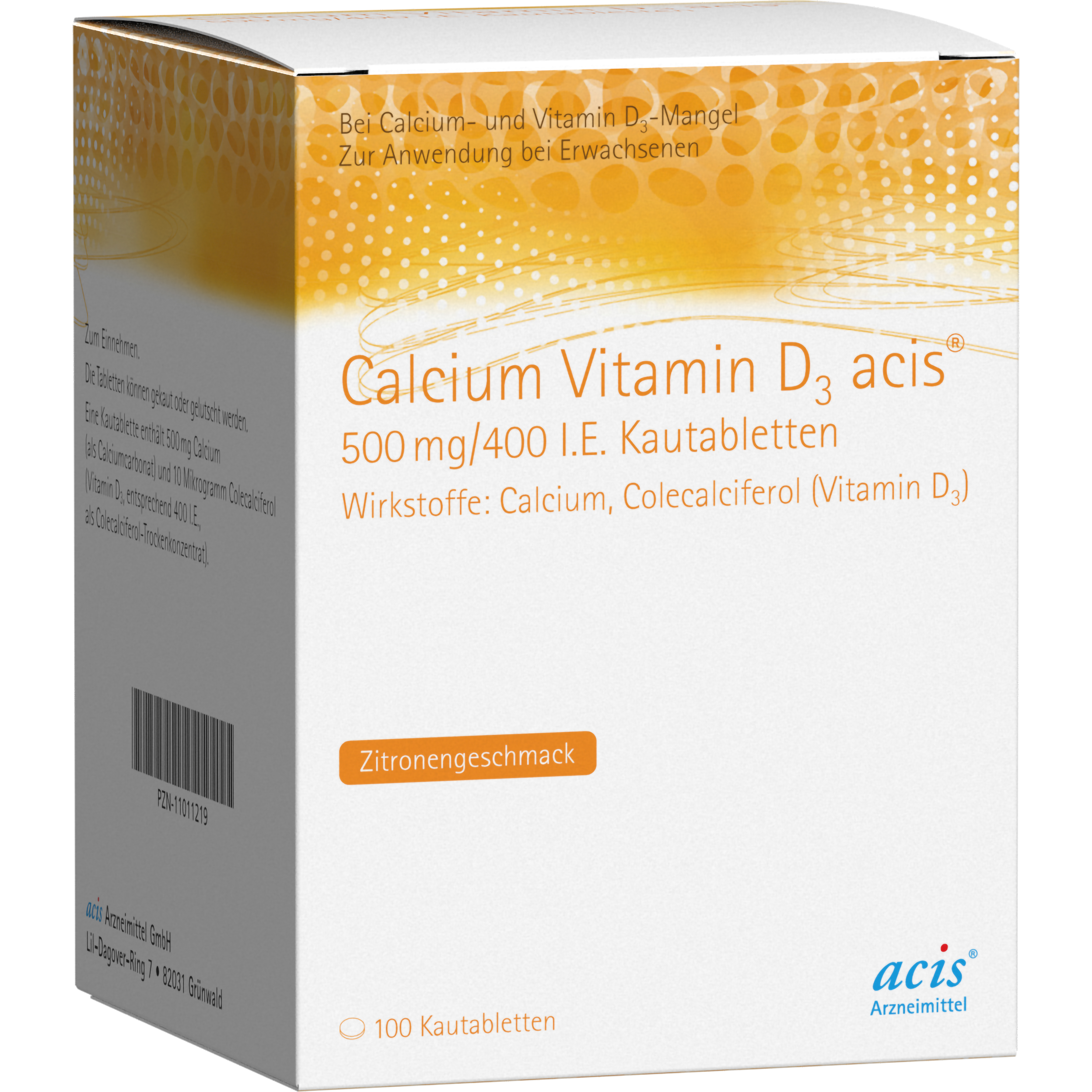 CALCIUM VITAMIN D3 acis 500 mg/400 I.E. Kautabl. Abbildung für CALCIUM VITAMIN D3 acis 500 mg/400 I.E. Kautabl.