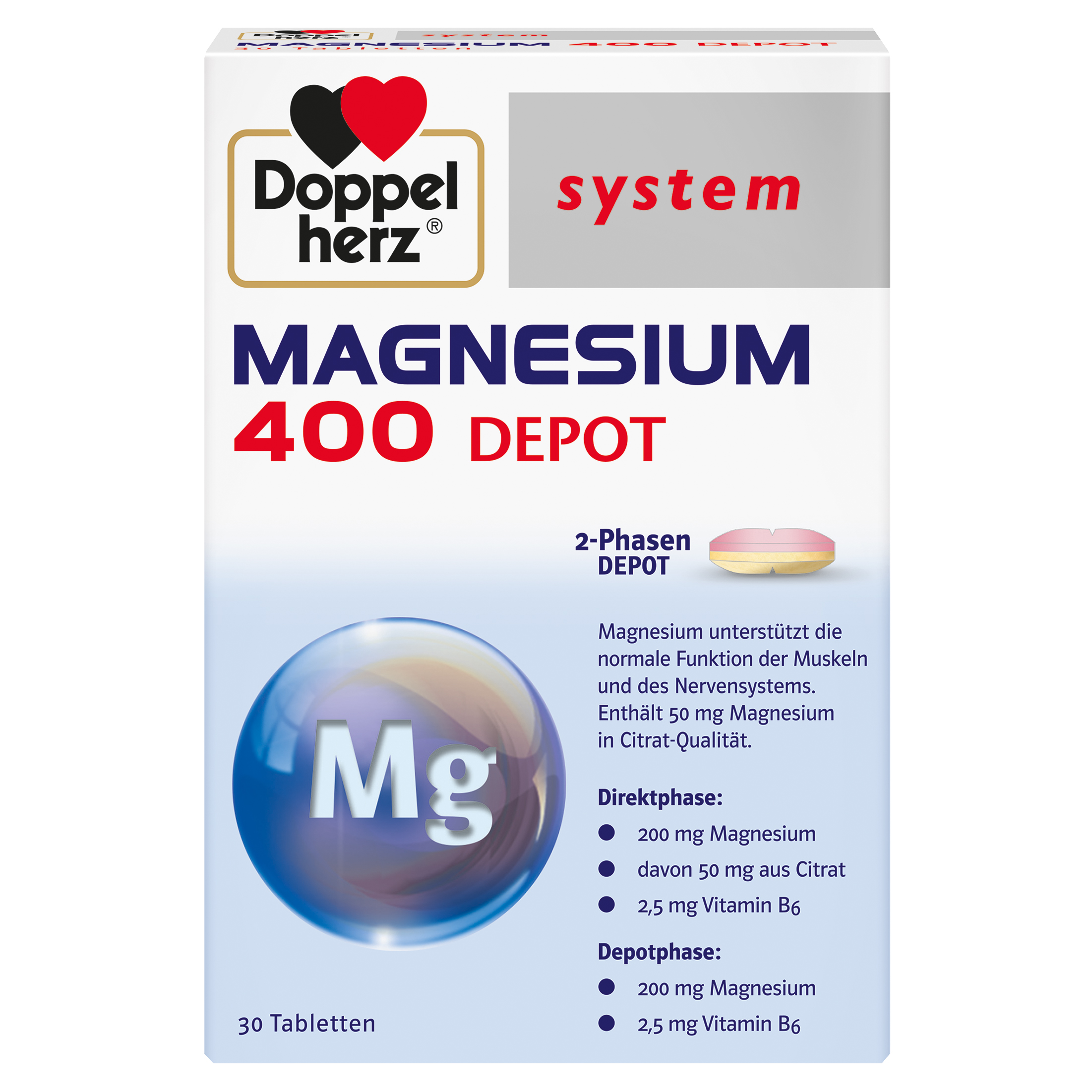 DOPPELHERZ Magnesium 400 Depot system Tabletten Abbildung für DOPPELHERZ Magnesium 400 Depot system Tabletten