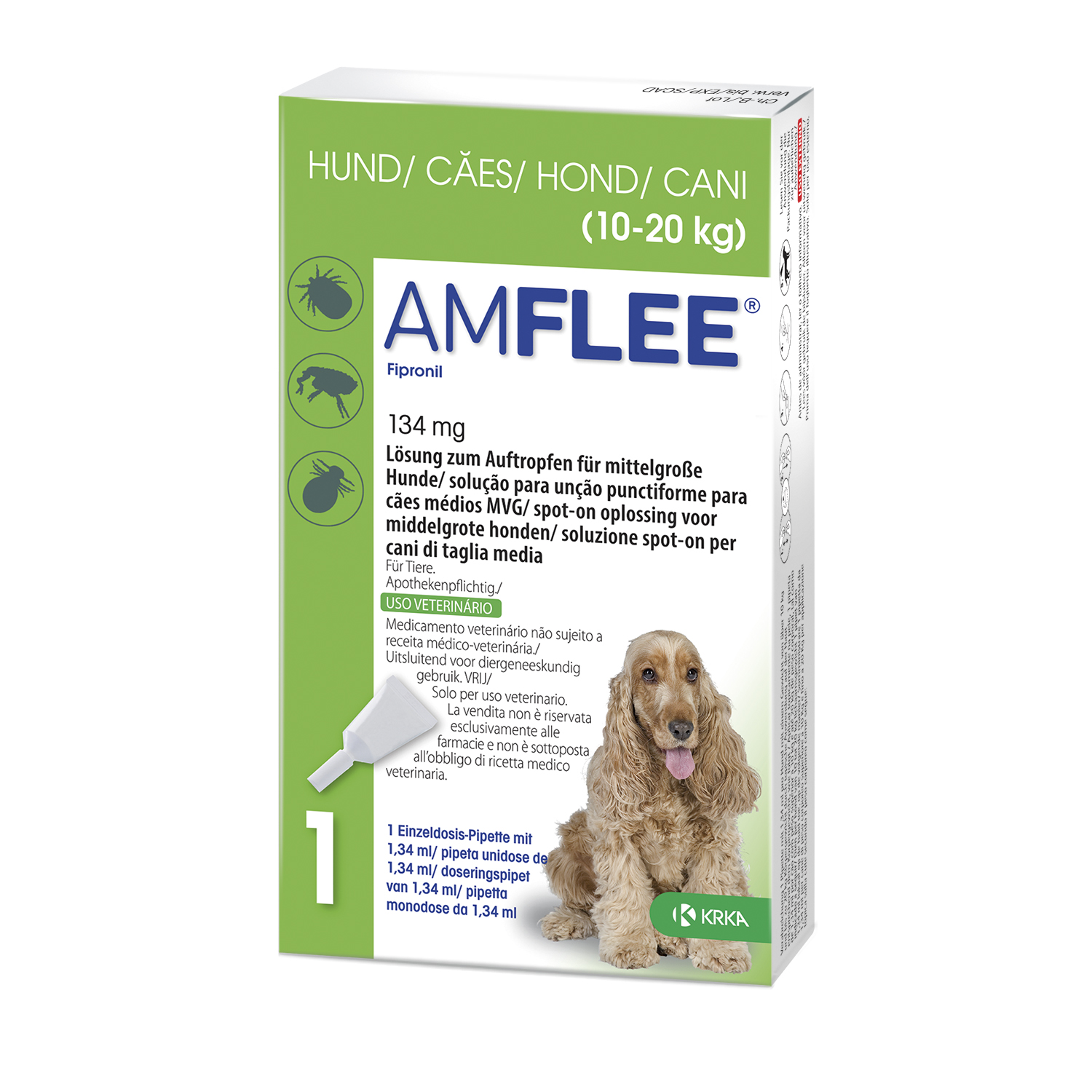 AMFLEE 134 mg Spot-on Lsg.f.mittelgr.Hunde 10-20kg Abbildung für AMFLEE 134 mg Spot-on Lsg.f.mittelgr.Hunde 10-20kg