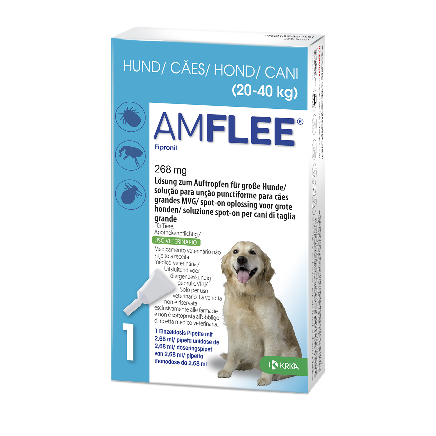 AMFLEE 268 mg Spot-on Lsg.f.große Hunde 20-40kg Abbildung für AMFLEE 268 mg Spot-on Lsg.f.große Hunde 20-40kg