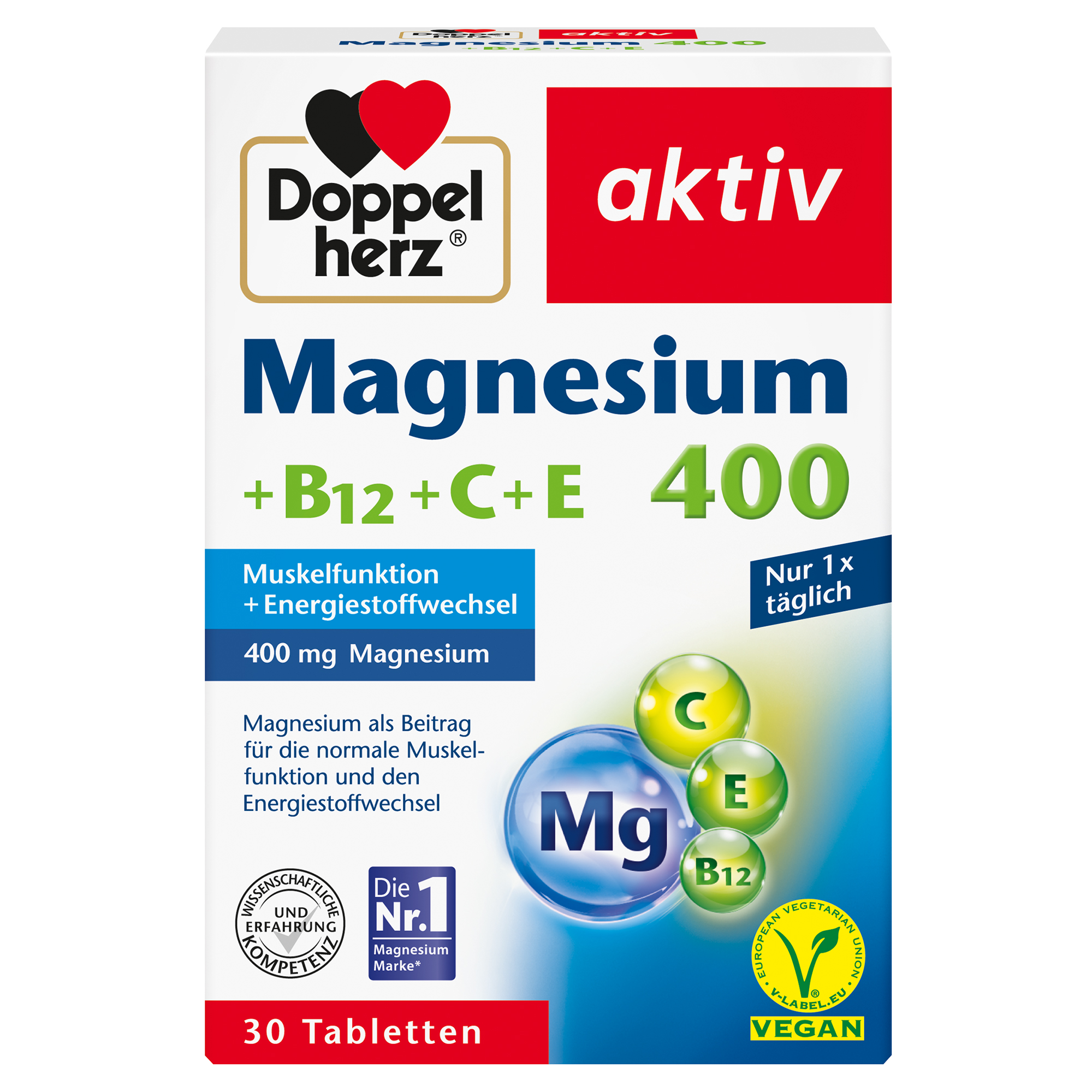 DOPPELHERZ Magnesium 400+B12+C+E Tabletten Abbildung für DOPPELHERZ Magnesium 400+B12+C+E Tabletten