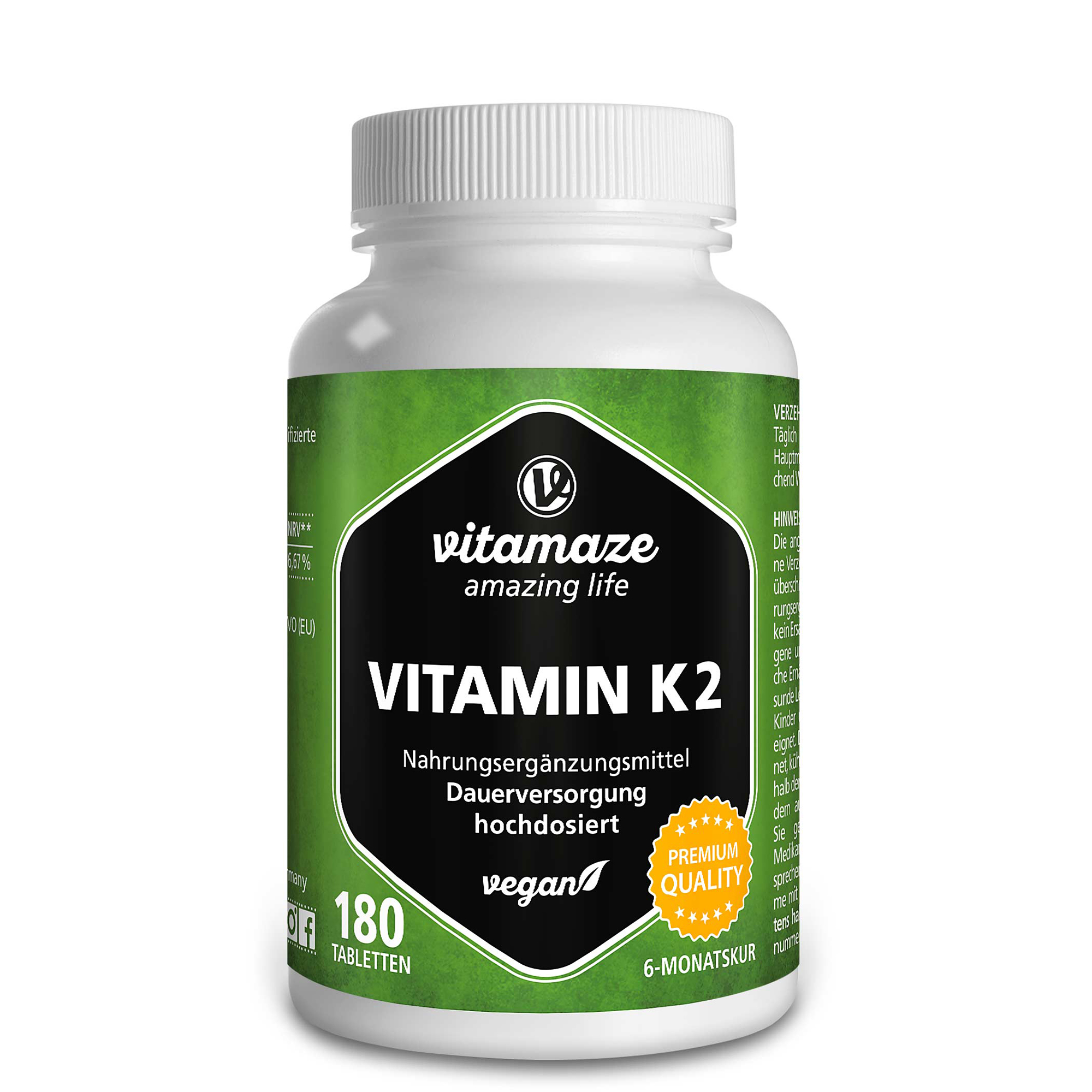 VITAMIN K2 200 μg hochdosiert vegan Tabletten Abbildung für VITAMIN K2 200 μg hochdosiert vegan Tabletten