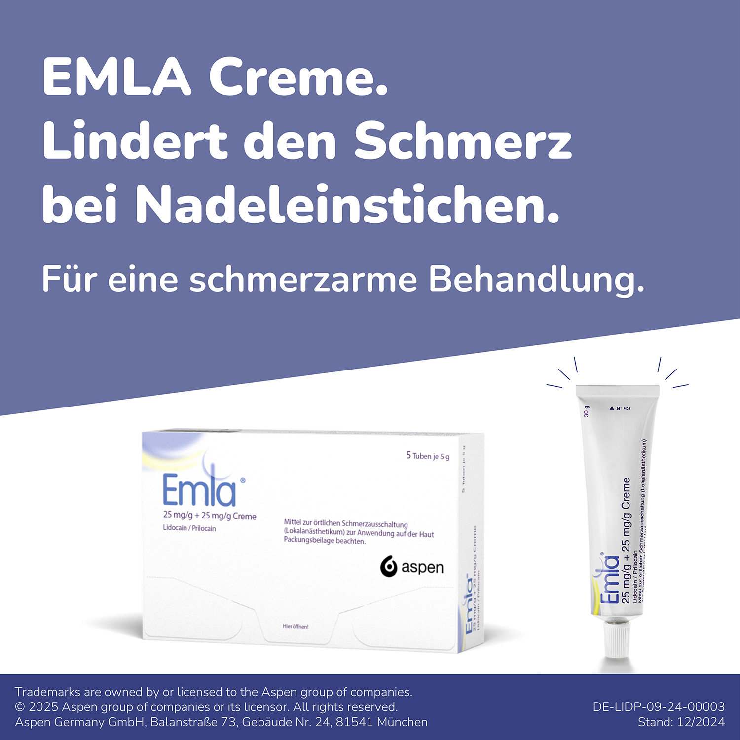 EMLA 25 mg/g + 25 mg/g Creme + 12 Tegaderm Pfl. Abbildung für EMLA 25 mg/g + 25 mg/g Creme + 12 Tegaderm Pfl.