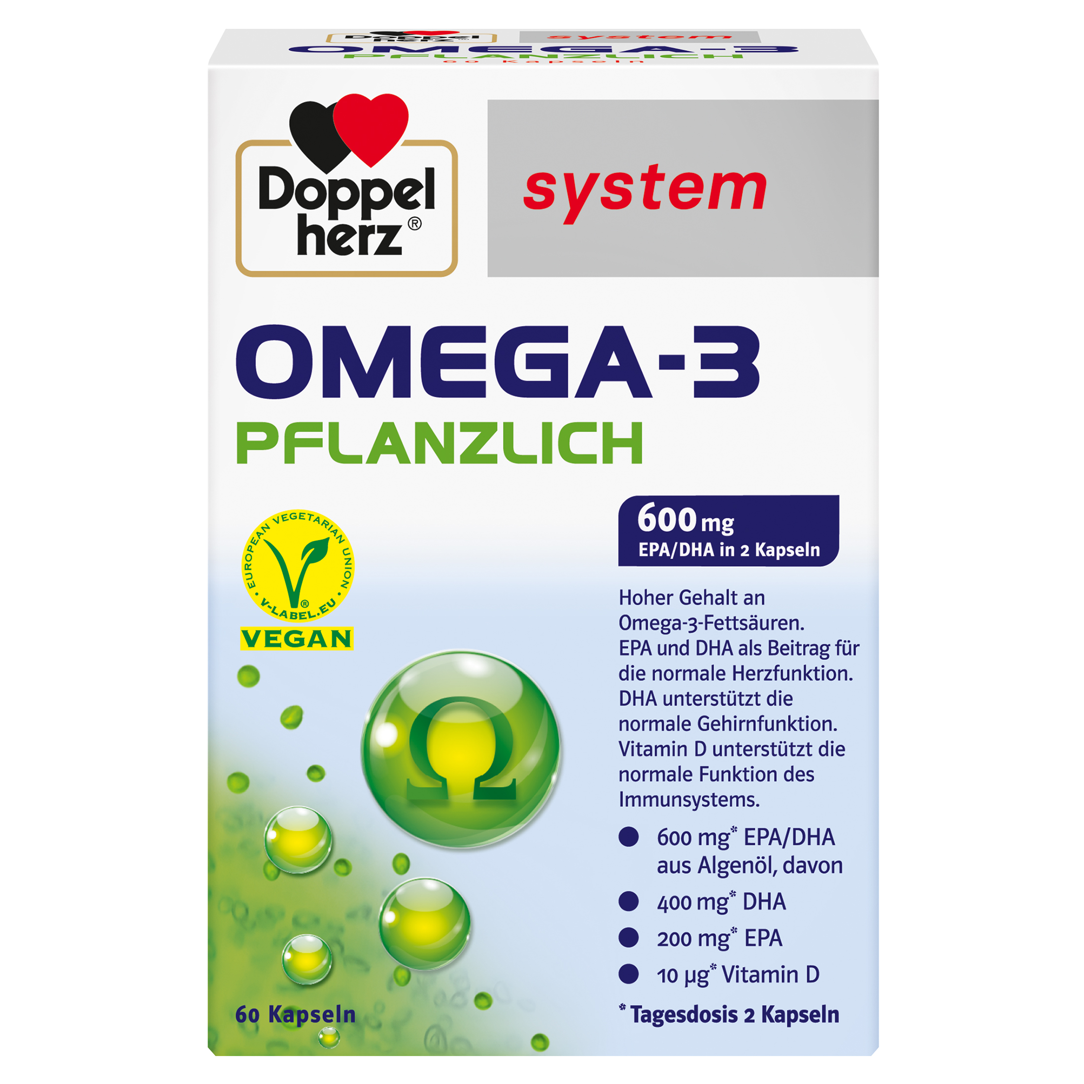 Doppelherz system Omega-3 Pflanzlich + D +B12 Abbildung für Doppelherz system Omega-3 Pflanzlich + D +B12
