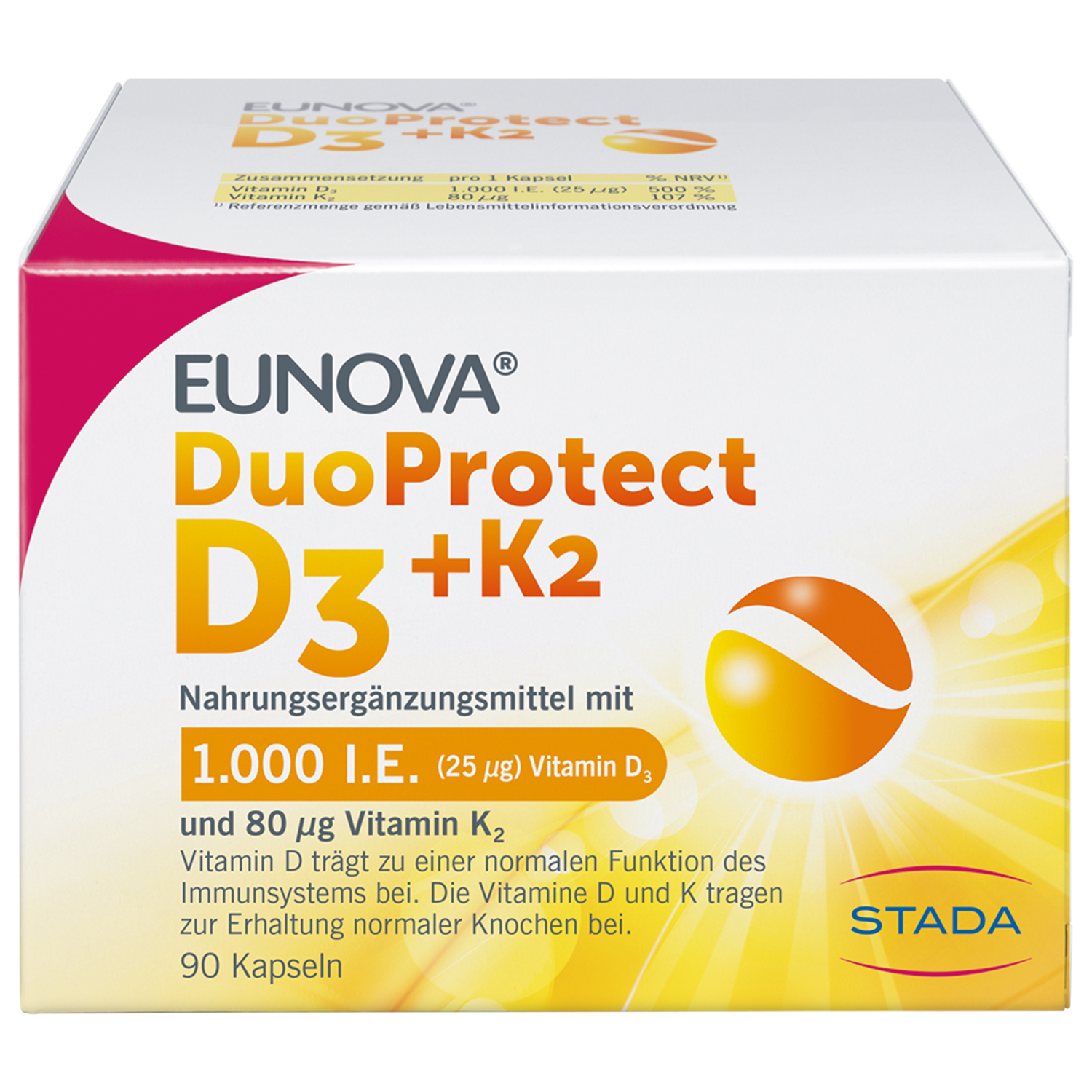 EUNOVA DuoProtect D3+K2 1000 I.E./80 μg Kapseln Abbildung für EUNOVA DuoProtect D3+K2 1000 I.E./80 μg Kapseln