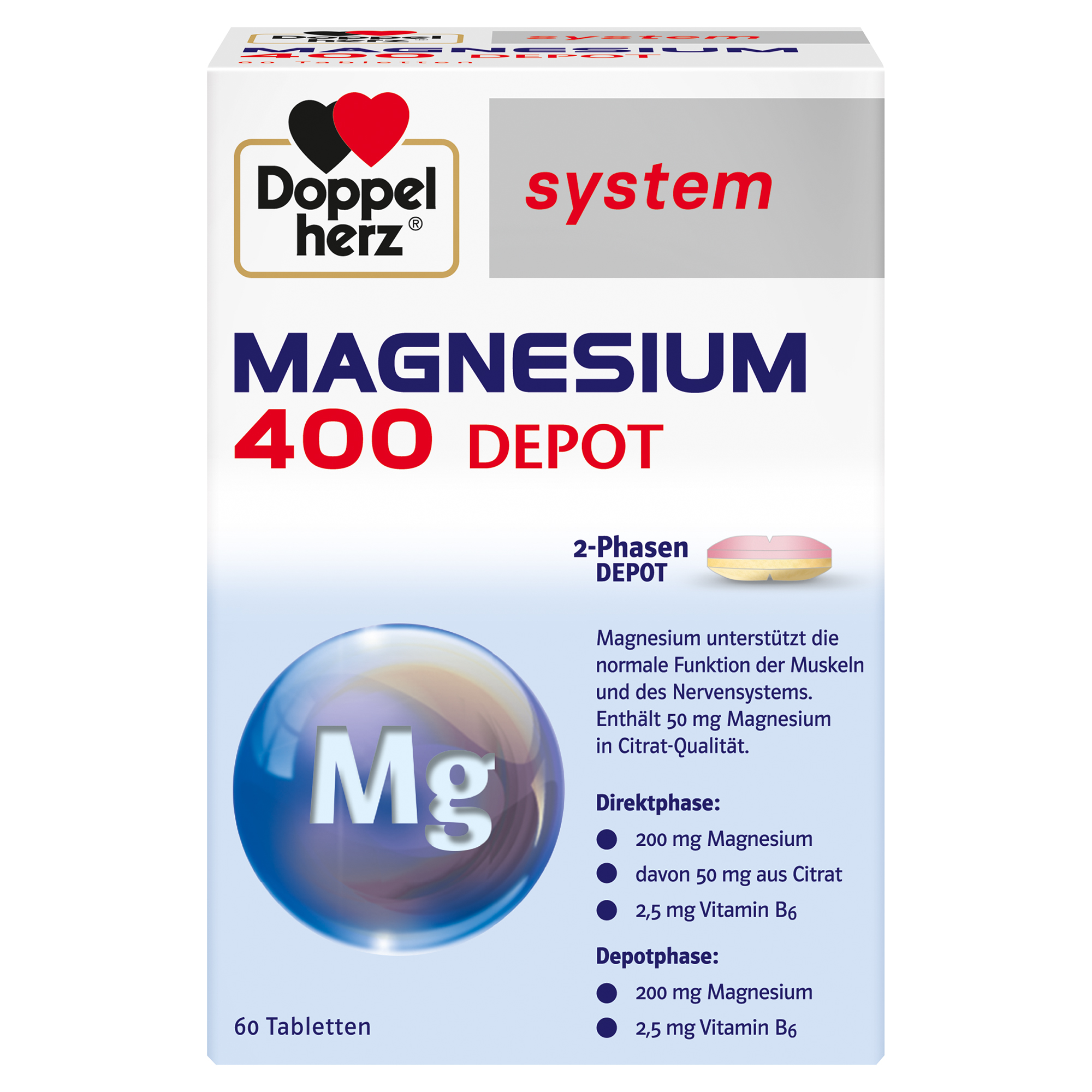 DOPPELHERZ Magnesium 400 Depot system Tabletten Abbildung für DOPPELHERZ Magnesium 400 Depot system Tabletten