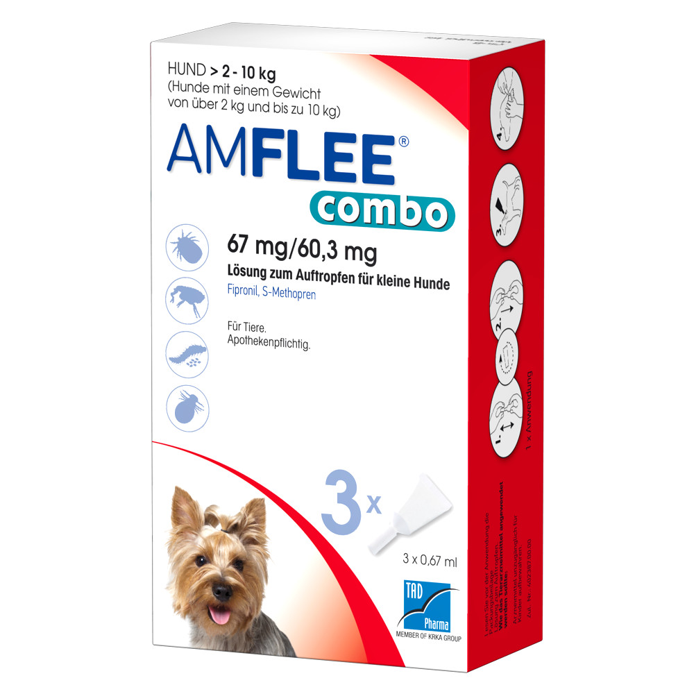 AMFLEE combo 67/60,3mg Lsg.z.Auftr.f.Hunde 2-10kg Abbildung für AMFLEE combo 67/60,3mg Lsg.z.Auftr.f.Hunde 2-10kg