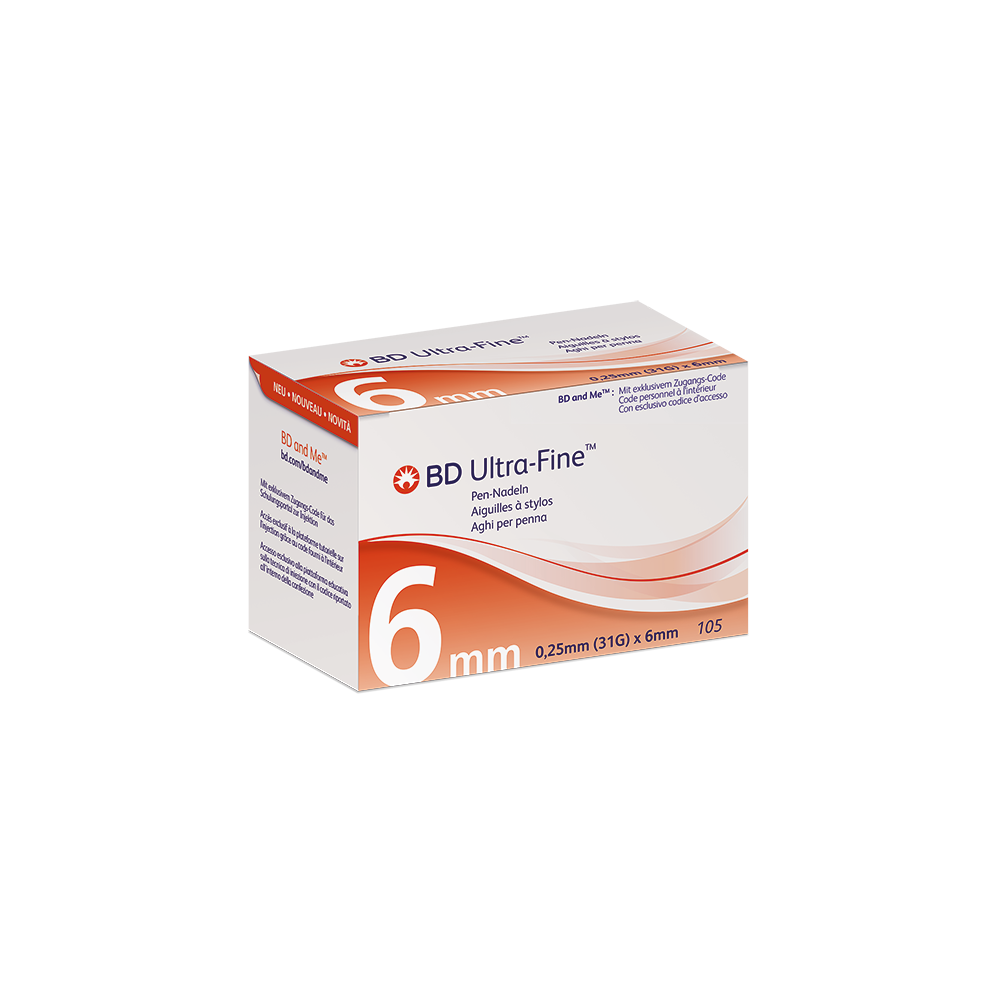 BD ULTRA-FINE Pen-Nadeln 6 mm 31 G 0,25 mm Abbildung für BD ULTRA-FINE Pen-Nadeln 6 mm 31 G 0,25 mm