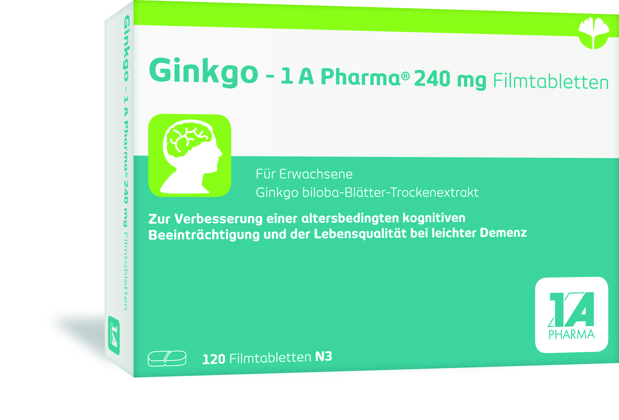 GINKGO-1A Pharma 240 mg Filmtabletten Abbildung für GINKGO-1A Pharma 240 mg Filmtabletten