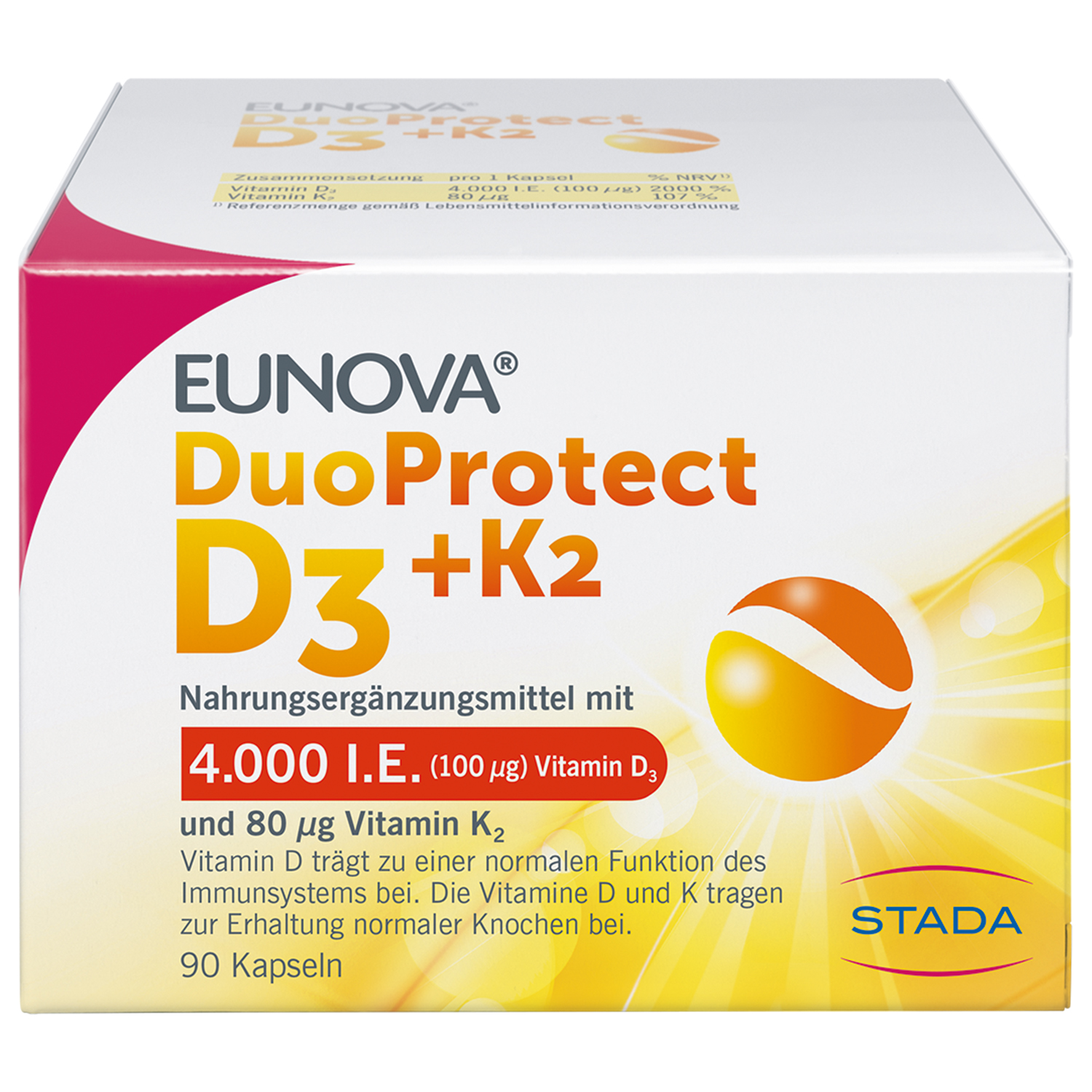 EUNOVA DuoProtect D3+K2 4000 I.E./80 μg Kapseln Abbildung für EUNOVA DuoProtect D3+K2 4000 I.E./80 μg Kapseln