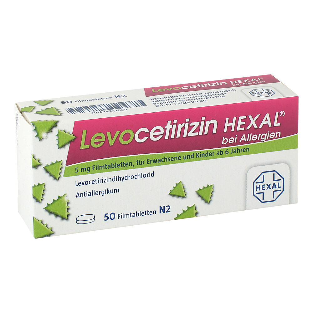 LEVOCETIRIZIN HEXAL bei Allergien 5 mg Filmtabl. Abbildung für LEVOCETIRIZIN HEXAL bei Allergien 5 mg Filmtabl.