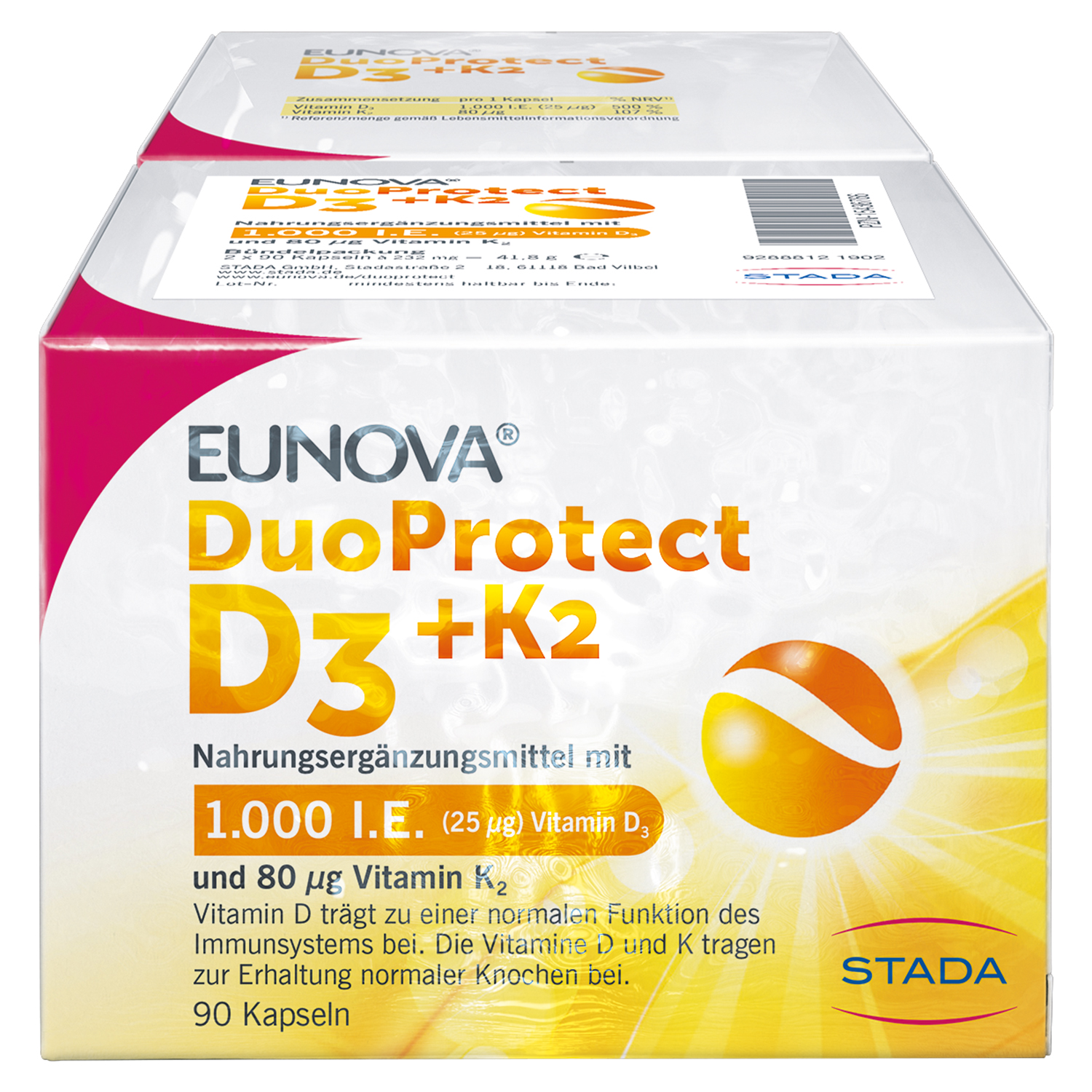EUNOVA DuoProtect D3+K2 1.000 I.E./80 μg Kps.Kombi Abbildung für EUNOVA DuoProtect D3+K2 1.000 I.E./80 μg Kps.Kombi