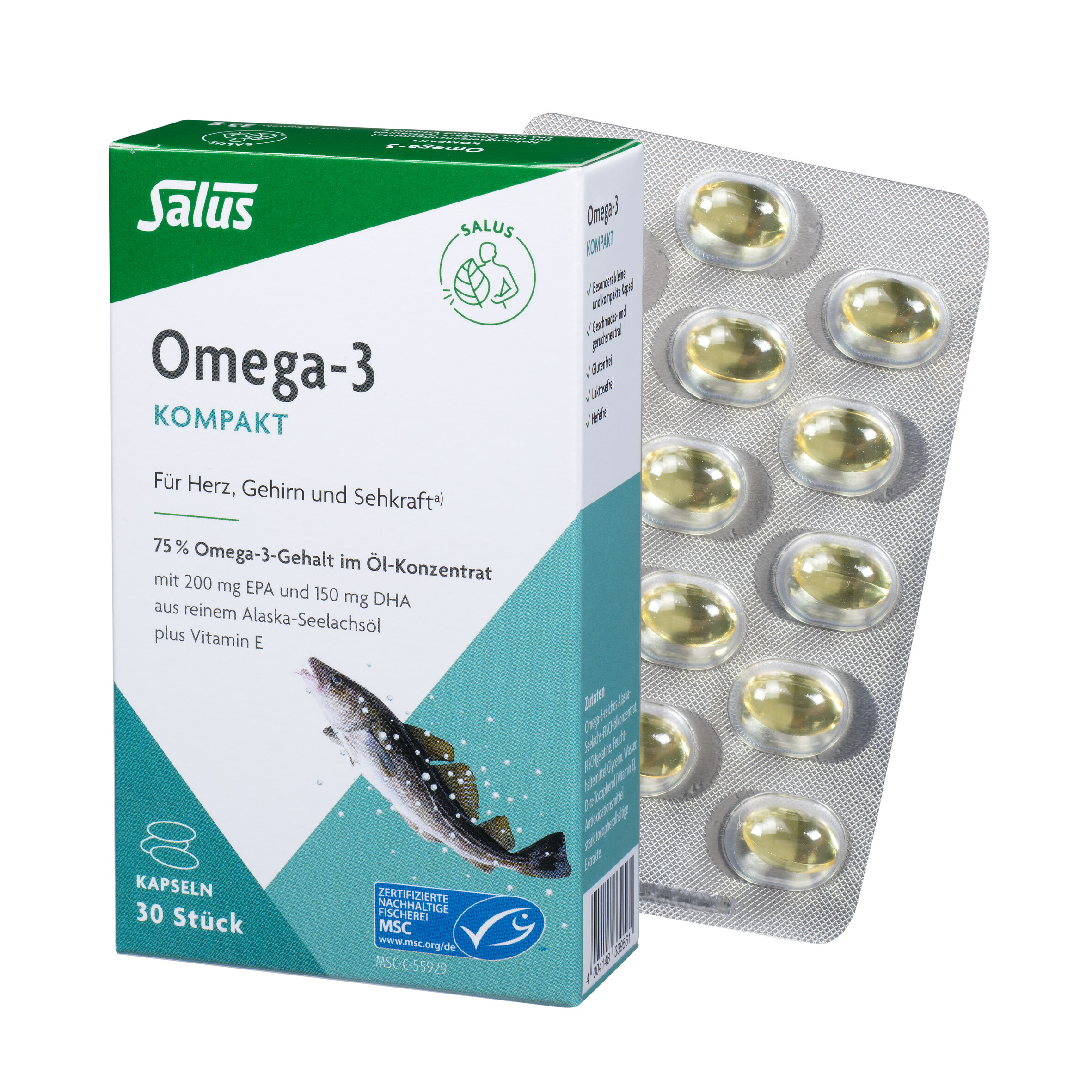 OMEGA-3 KOMPAKT aus reinem Alaska-Seelachsöl Salus Abbildung für OMEGA-3 KOMPAKT aus reinem Alaska-Seelachsöl Salus