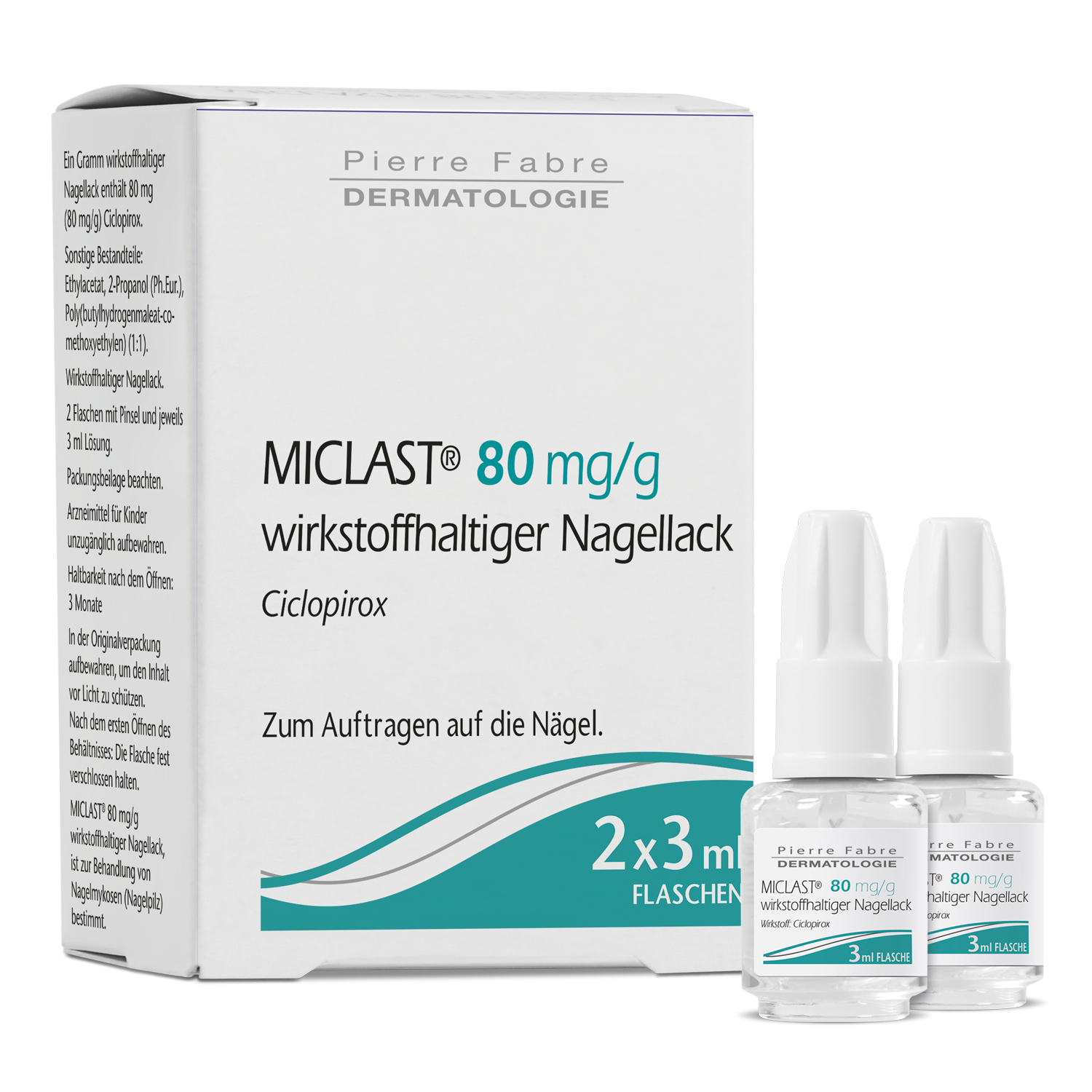 MICLAST® 80 mg/g wirkstoffhaltiger Nagellack gegen Nagelpilz 2x3ml Abbildung für MICLAST® 80 mg/g wirkstoffhaltiger Nagellack gegen Nagelpilz 2x3ml