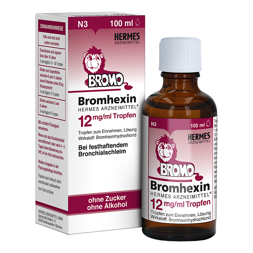 BROMHEXIN Hermes Arzneimittel 12 mg/ml Tropfen Abbildung für BROMHEXIN Hermes Arzneimittel 12 mg/ml Tropfen