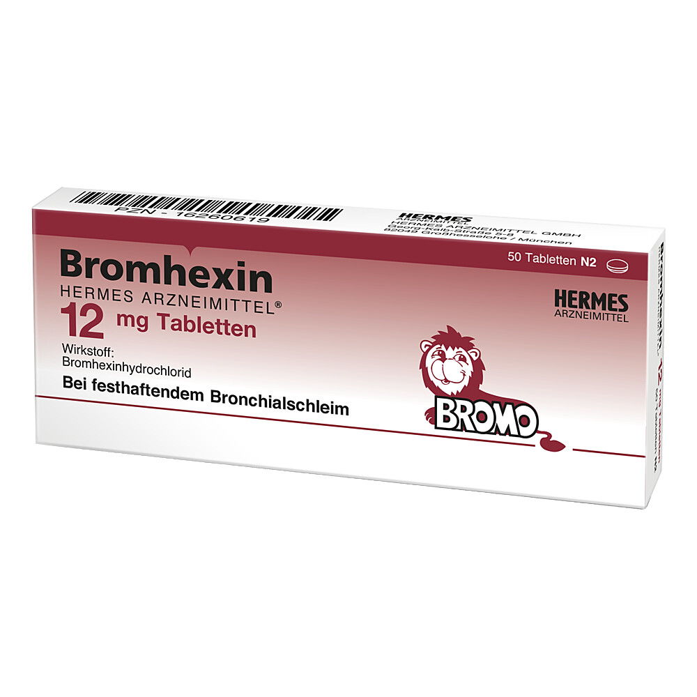 BROMHEXIN Hermes Arzneimittel 12 mg Tabletten Abbildung für BROMHEXIN Hermes Arzneimittel 12 mg Tabletten