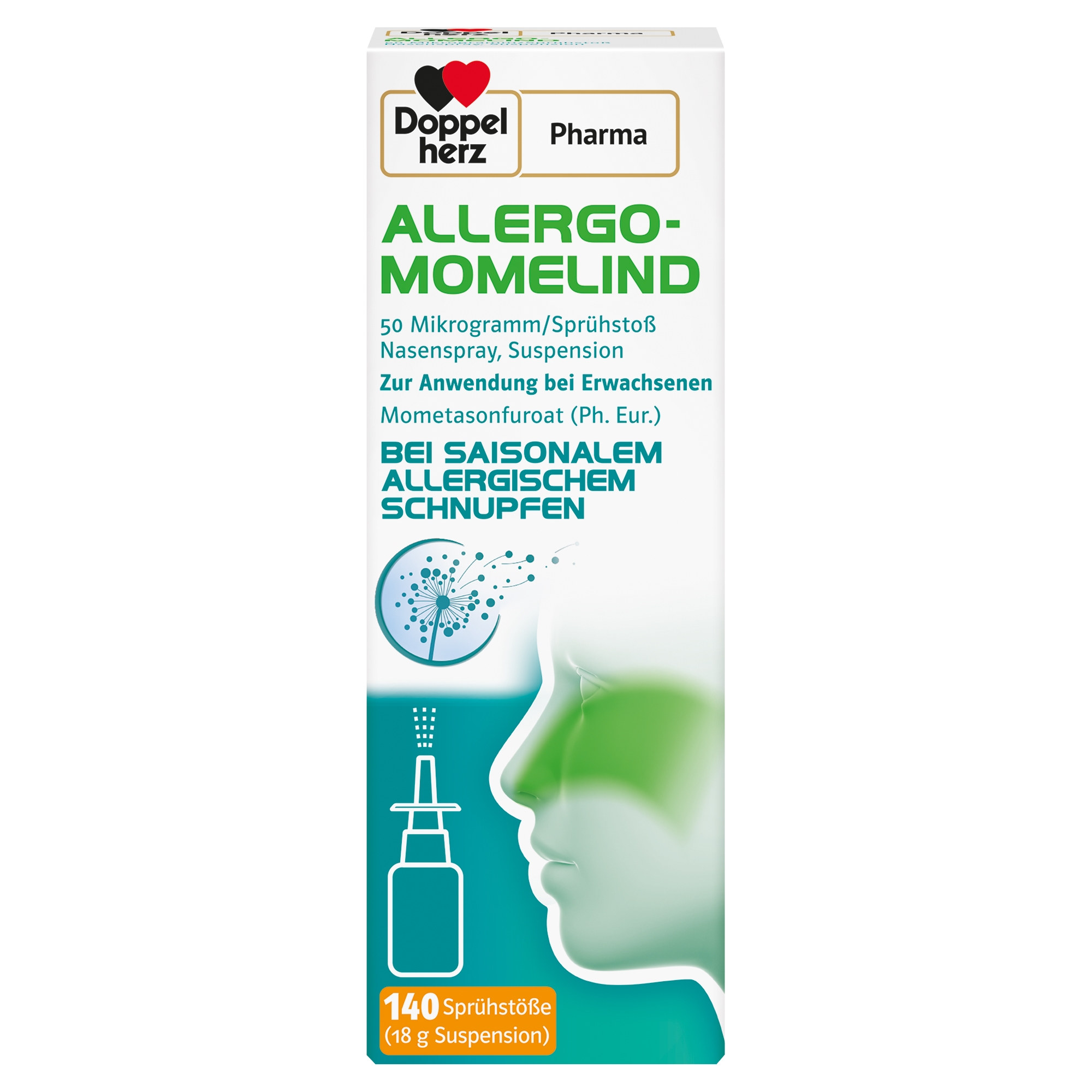 ALLERGO-MOMELIND Doppelherz 50 μg/Sprühstoß, Nasenspray, Suspension Abbildung für ALLERGO-MOMELIND Doppelherz 50 μg/Sprühstoß, Nasenspray, Suspension
