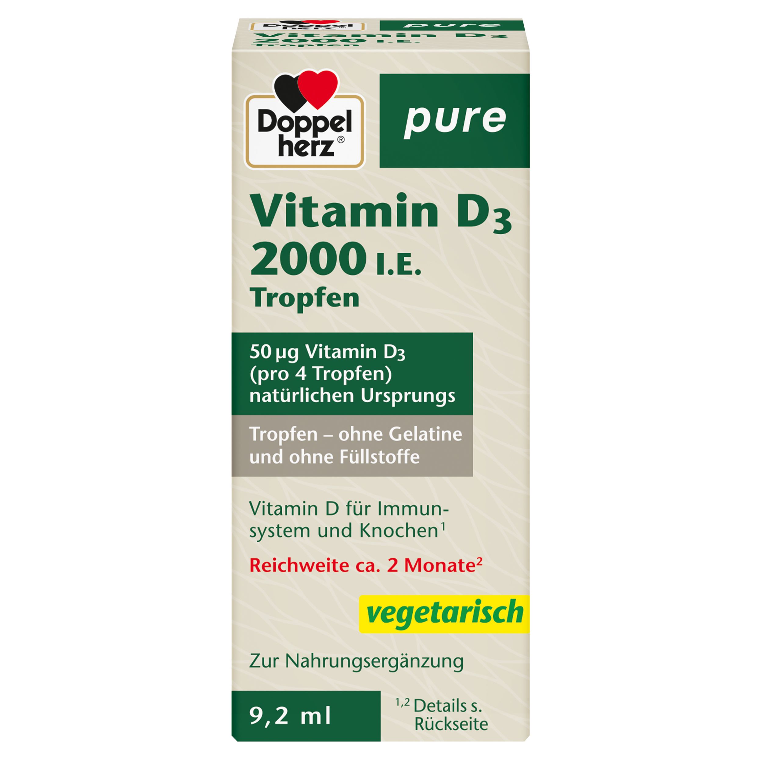 DOPPELHERZ Vitamin D3 2000 I.E. pure Tropfen Abbildung für DOPPELHERZ Vitamin D3 2000 I.E. pure Tropfen