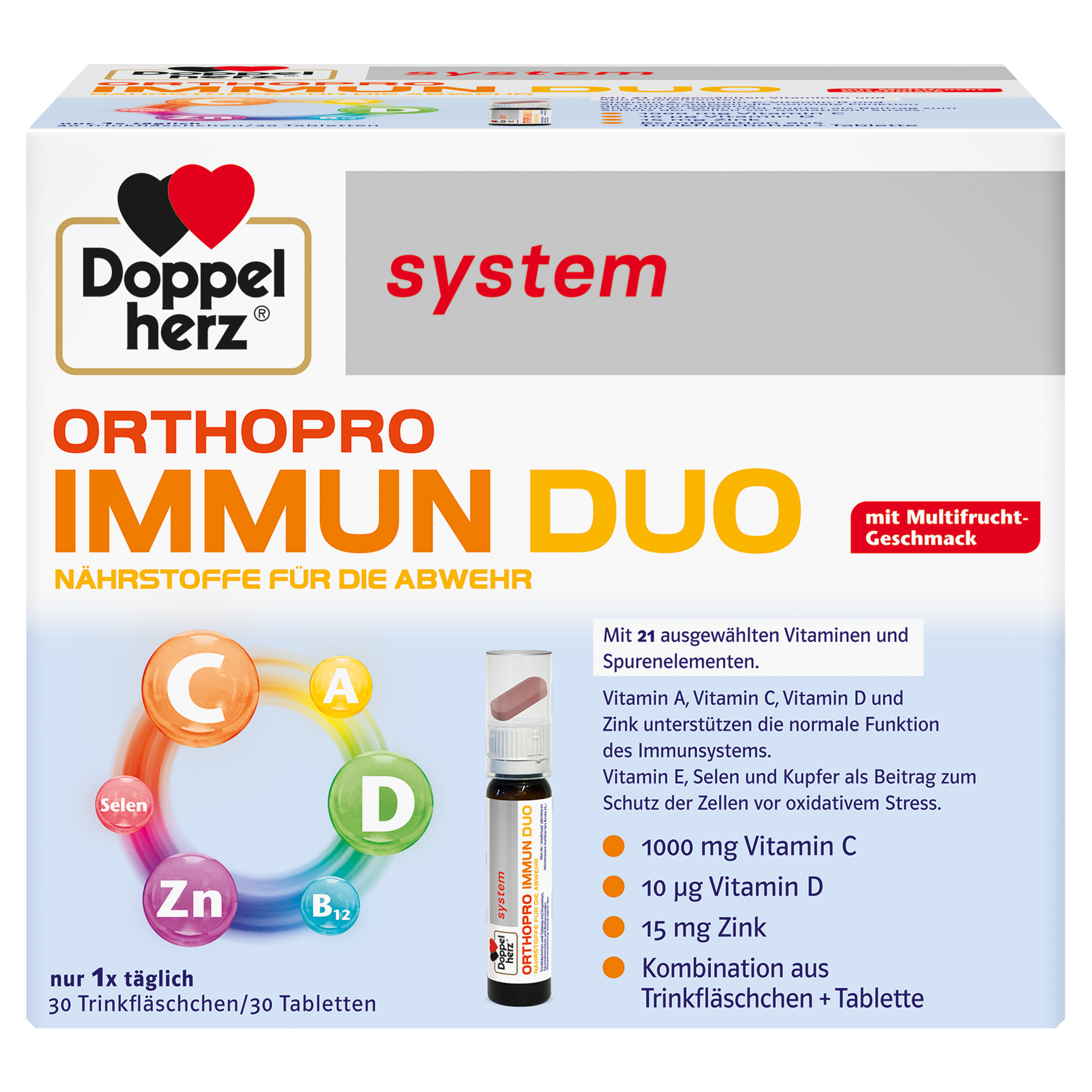 DOPPELHERZ Orthopro Immun Duo system Trinkampullen Abbildung für DOPPELHERZ Orthopro Immun Duo system Trinkampullen