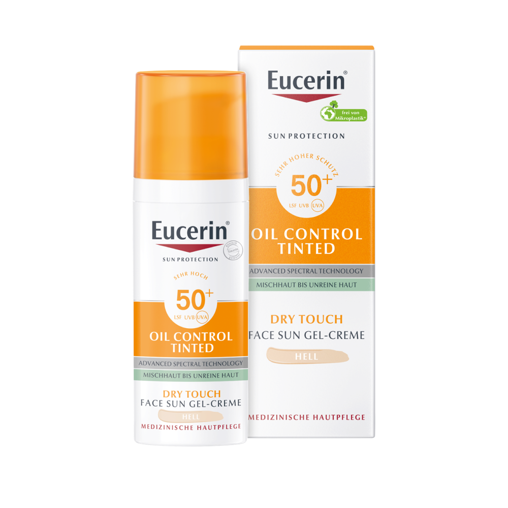 EUCERIN Sun Oil Control tinted Creme LSF 50+ hell Abbildung für EUCERIN Sun Oil Control tinted Creme LSF 50+ hell