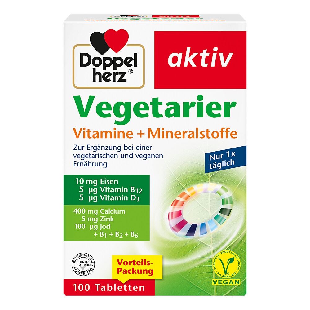 DOPPELHERZ Vegetarier Vitamine+Mineralstoffe aktiv Abbildung für DOPPELHERZ Vegetarier Vitamine+Mineralstoffe aktiv