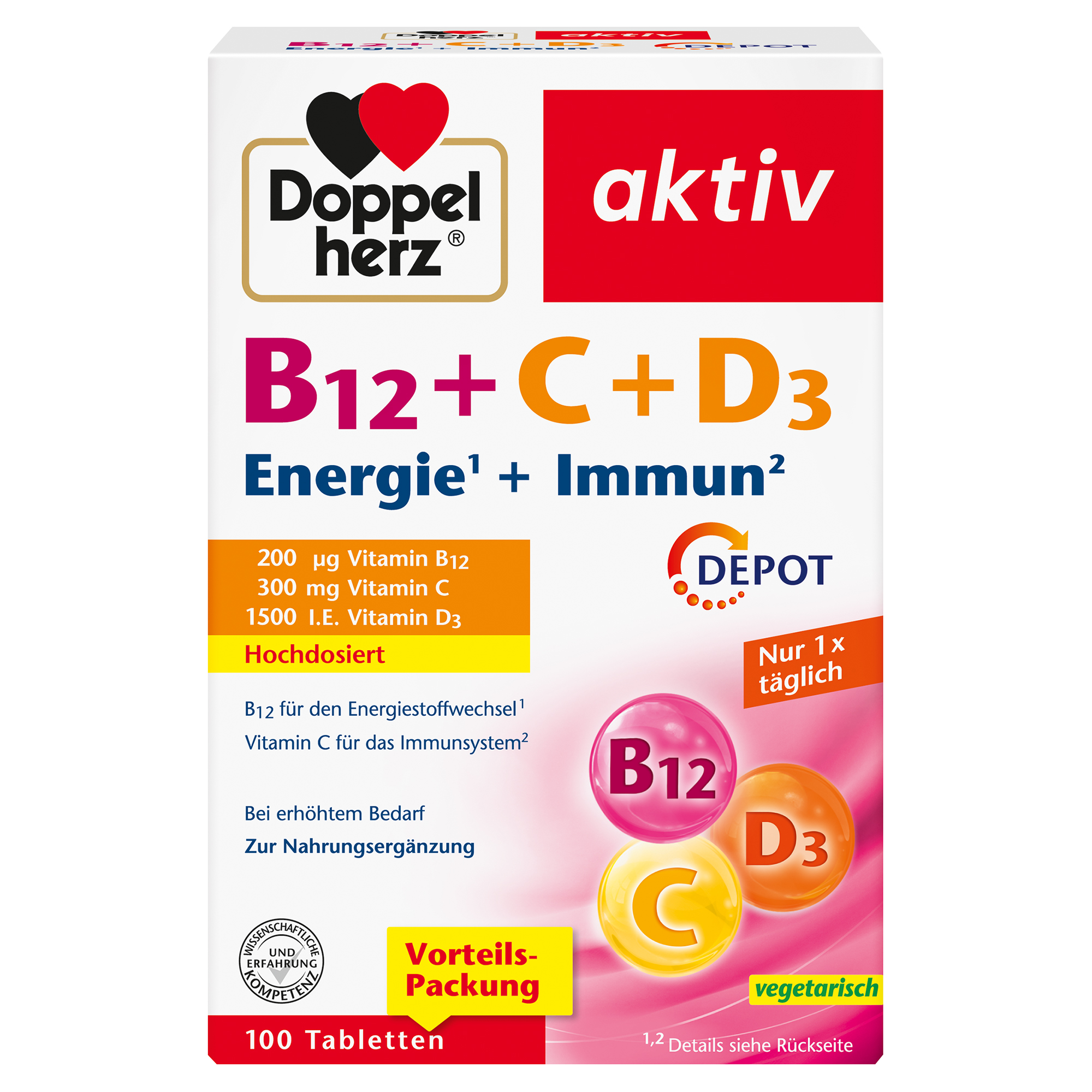 DOPPELHERZ B12+C+D3 Depot aktiv Tabletten Abbildung für DOPPELHERZ B12+C+D3 Depot aktiv Tabletten