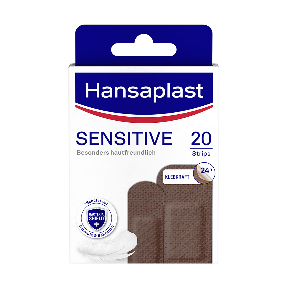 HANSAPLAST Sensitive Pflasterstrips hautton dark Abbildung für HANSAPLAST Sensitive Pflasterstrips hautton dark