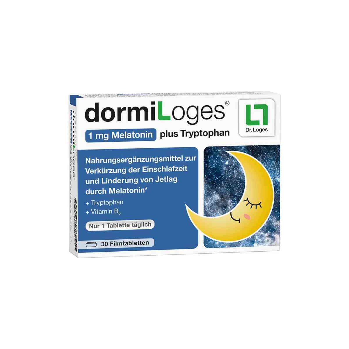 DORMILOGES Melatonin plus Tryptophan Filmtabletten Abbildung für DORMILOGES Melatonin plus Tryptophan Filmtabletten