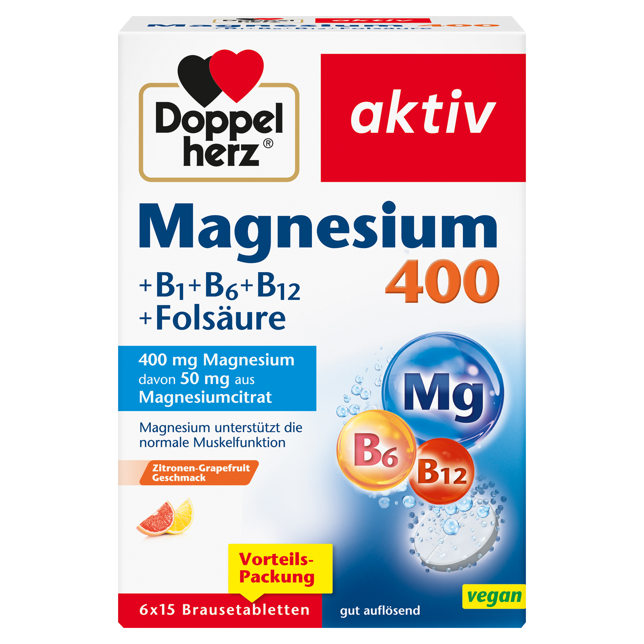 DOPPELHERZ Magnesium 400+B1+B6+B12+Folsäure BTA Abbildung für DOPPELHERZ Magnesium 400+B1+B6+B12+Folsäure BTA