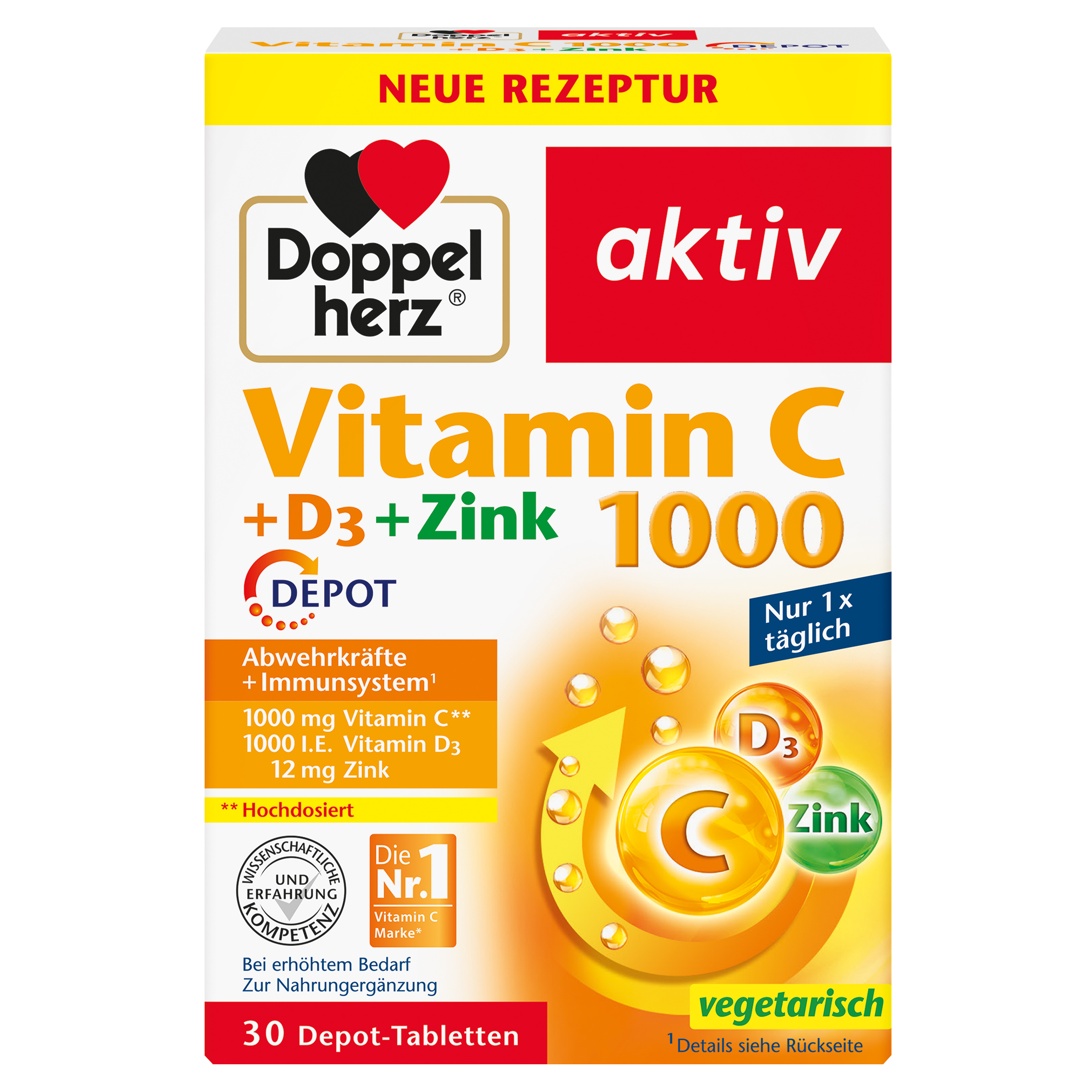 Doppelherz aktiv Vitamin C 1000 + D3 + Zink Abbildung für Doppelherz aktiv Vitamin C 1000 + D3 + Zink