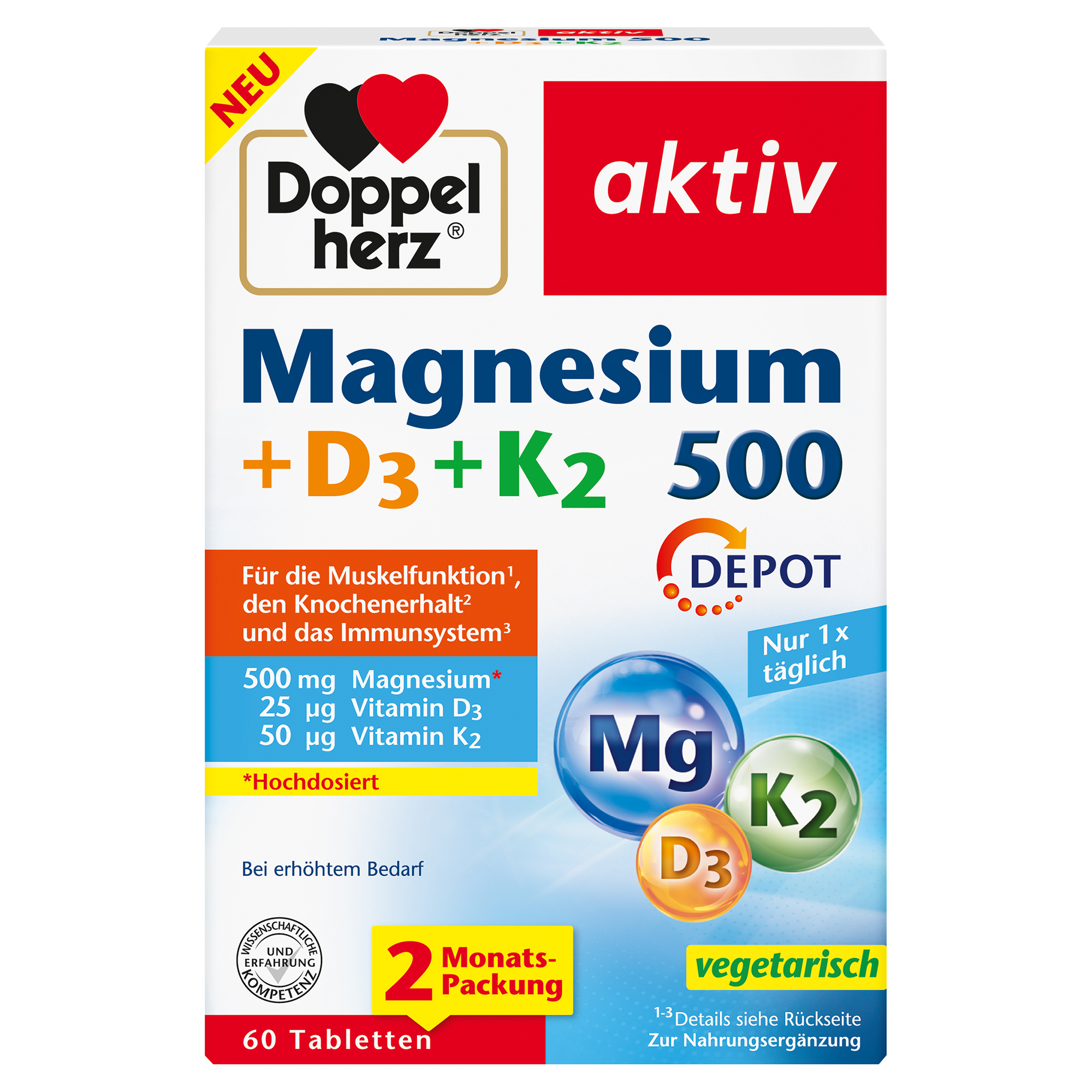 DOPPELHERZ Magnesium 500+D3+K2 Depot Tabletten Abbildung für DOPPELHERZ Magnesium 500+D3+K2 Depot Tabletten